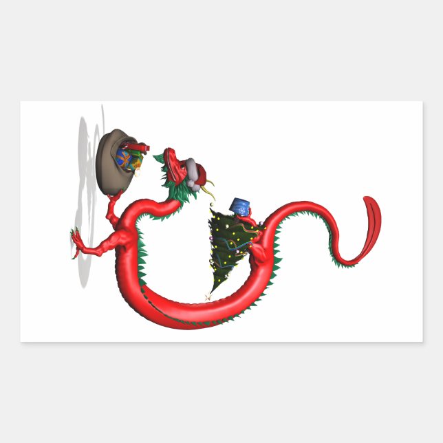 Roter Ostdrache Rechteckiger Aufkleber (Vorderseite)