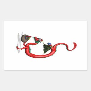 Roter Ostdrache Rechteckiger Aufkleber