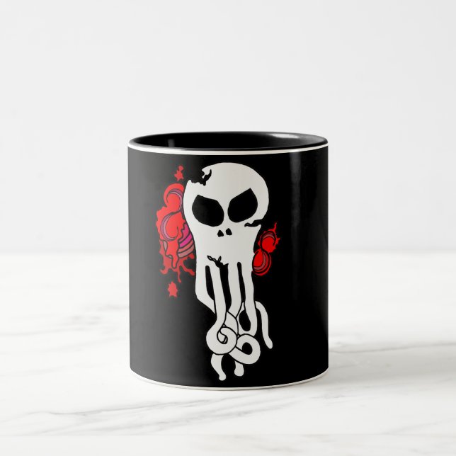Roter Ozeanschädel Zweifarbige Tasse (Mittel)