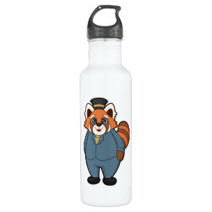 Roter Panda als Bräutigam mit Hut Edelstahlflasche