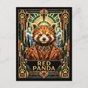 Roter Panda, Art Deco Wildlife Postkarte