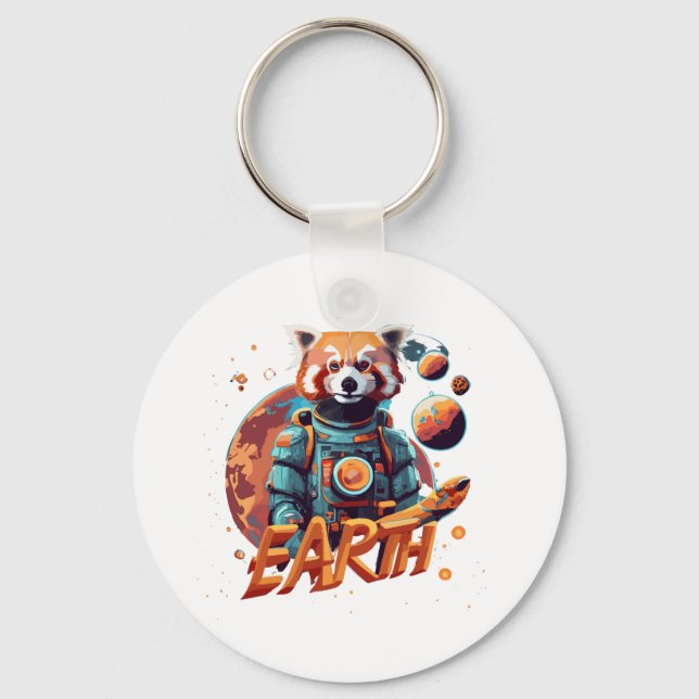 Roter Panda-Astronaut Schlüsselanhänger (Vorderseite)