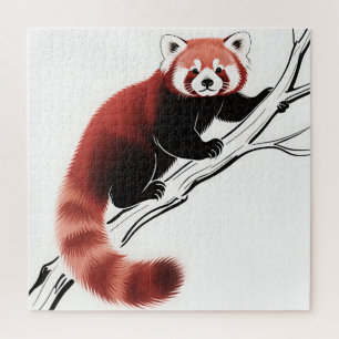 Roter Panda auf Ast sitzend