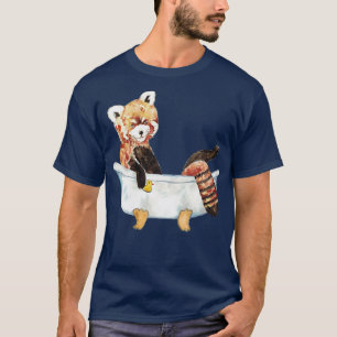 Roter Panda-Bär mit Wasserfarbe T-Shirt