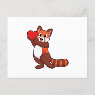 Roter Panda bei Love with Heart.PNG Postkarte