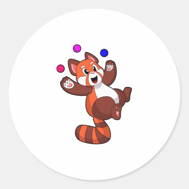 Roter Panda beim Juggle Circus.PNG Runder Aufkleber (Vorderseite)