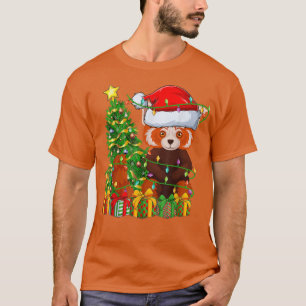 Roter Panda-Beleuchtung Xmas Baum passend zu Roter T-Shirt