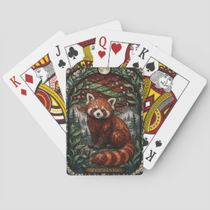 Roter Panda-Bergwald Illumina-Buntglas Spielkarten