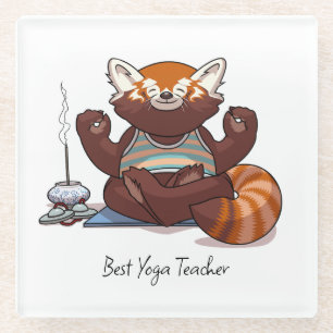 Roter Panda Beste Yoga-Lehrer-Geschenk-Tier-Kunstw Glasuntersetzer