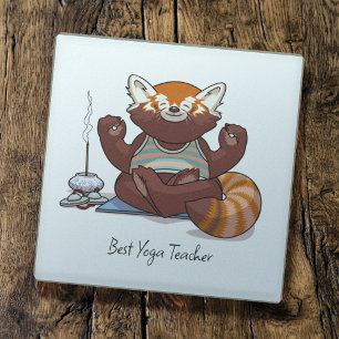 Roter Panda Beste Yoga-Lehrer-Geschenk-Tier-Kunstw Glasuntersetzer