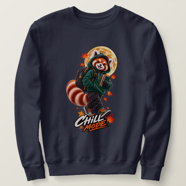 Roter Panda Chill Mode Schulabenteuer Sweatshirt (Design vorne)