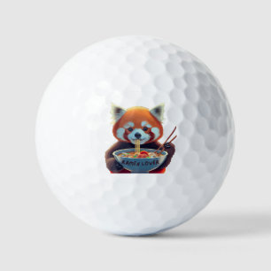 Roter Panda, der eine Schüssel Ramen isst Golfball