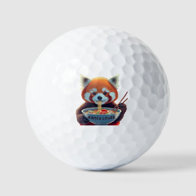 Roter Panda, der eine Schüssel Ramen isst Golfball (Vorderseite)