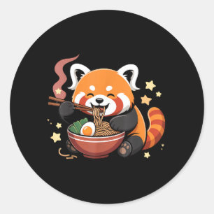 Roter Panda, der Ramen-Nudeln isst Runder Aufkleber