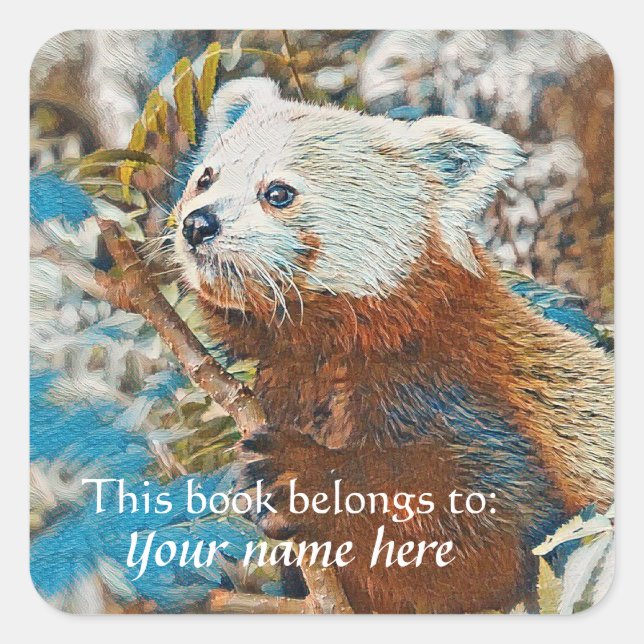 Roter Panda "Dieses Buch gehört" Aufkleber (Vorderseite)