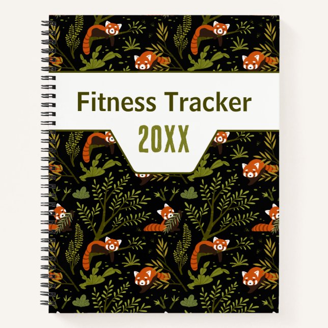 Roter Panda Dunkler Dschungel Fitness-Tracker Notizbuch (Vorderseite)