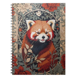 Roter Panda Elegant William Morris Inspiriert Blum Notizblock
