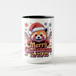Roter Panda Frohe Weihnachten 12/25/25 Tasse