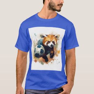 Roter Panda Fußball Van Gogh Stil Geschenk Geschen T-Shirt