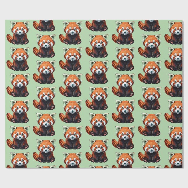 Roter Panda Geschenkpapier (Flach)