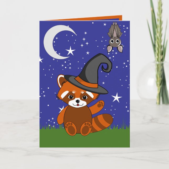 Roter Panda Halloween Faltenkarte Karte (Vorderseite)