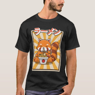 Roter Panda isst Ra Kawaii japanische Nudeln Ra T-Shirt