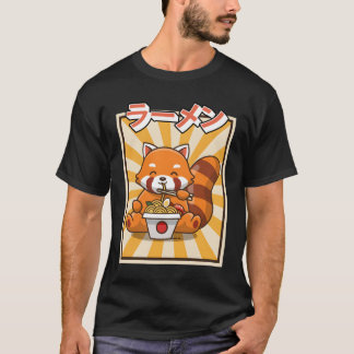 Roter Panda isst Ra Kawaii japanische Nudeln Ra T-Shirt
