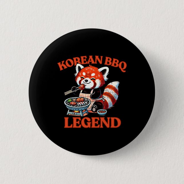 Roter Panda Koreanischer Bbq-Legende  Button (Vorderseite)