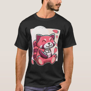 Roter Panda mit Erdbeermilch T-Shirt