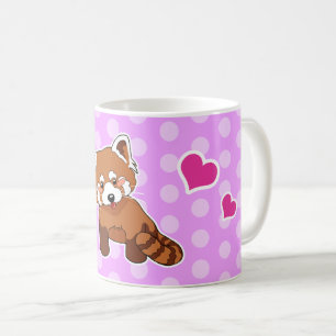 Roter Panda mit Herzen und rosa Tupfen Kaffeetasse