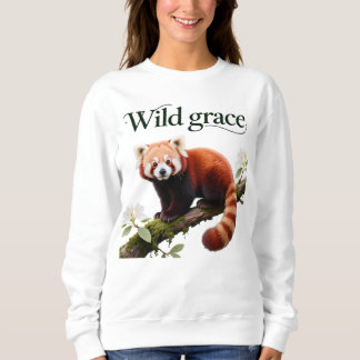 Roter Panda mit Rhododendron-Blüten Kunstprint Sweatshirt