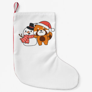 Roter Panda mit Schneemann im Winter zu Weihnachte Kleiner Weihnachtsstrumpf