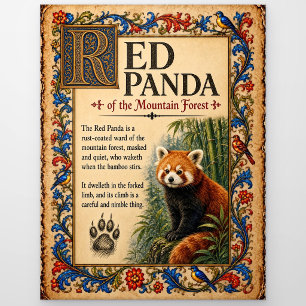 Roter Panda, mittelalterliche Bestiarien-Kunst Postkarte