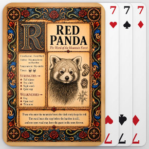 Roter Panda, mittelalterliche Bestiarien-Kunst Spielkarten