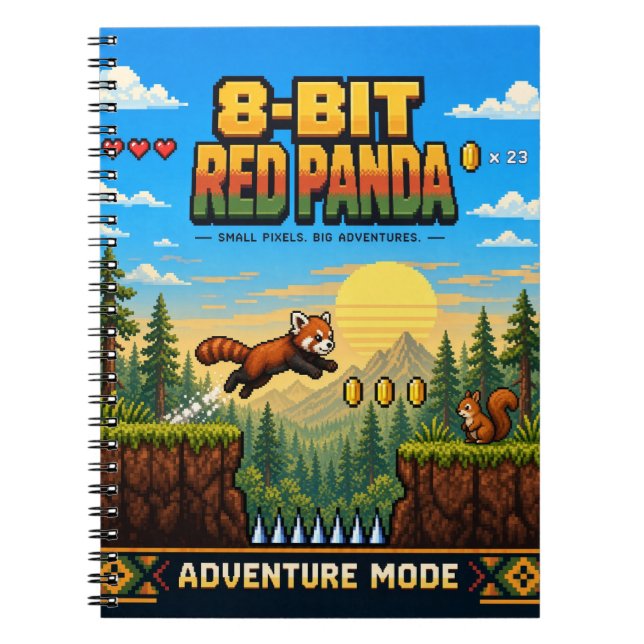 Roter Panda, Retro-8-Bit-Pixelkunst Notizblock (Vorderseite)