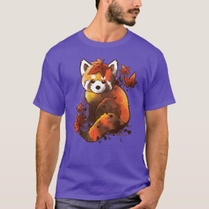 roter Panda rote Blätter Retro-Geschenk T-Shirt