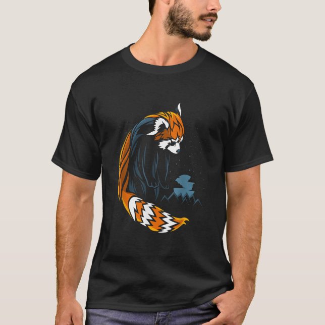Roter Panda-Tätowierungsstil T-Shirt (Vorderseite)