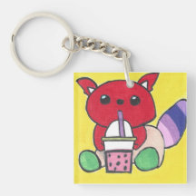Roter Panda trinkt Boba