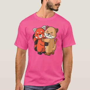 Roter Panda und Kätzchen niedliche Zootiere kusche T-Shirt