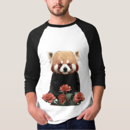 Roter Panda und Rose T-Shirt