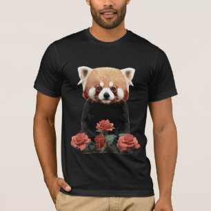 Roter Panda und Rose T-Shirt