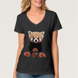 Roter Panda und Rose T-Shirt