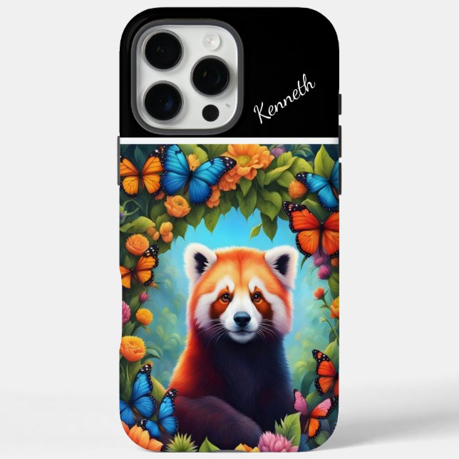 Roter Panda unter den Blume iPhone 16 Pro Max Hülle (Rückseite)