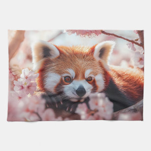 Roter Panda unter den Kirschblüten Geschirrtuch