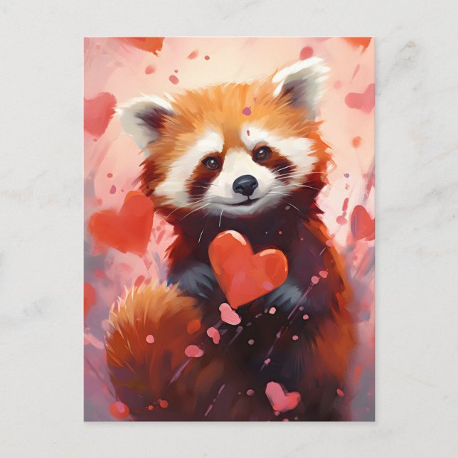 Roter Panda Valentinstag Postkarte (Vorderseite)