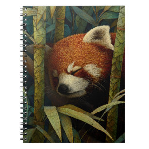Roter Panda Versteckter Bambus Kunst Notizblock