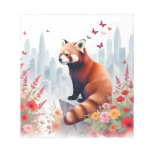 Roter Panda Vintager Tierpark Wald Stadt Kunst Notizblock