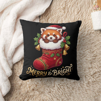 Roter Panda-Weihnachtsstrumpf Merry & Bright Kissen