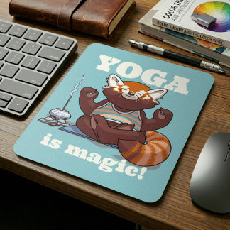 Roter Panda Yoga ist Magie Instruktor Yoga Liebhab Mousepad