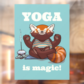 Roter Panda Yoga ist Magie! Tier-Meditations-Kunst Fensteraufkleber
